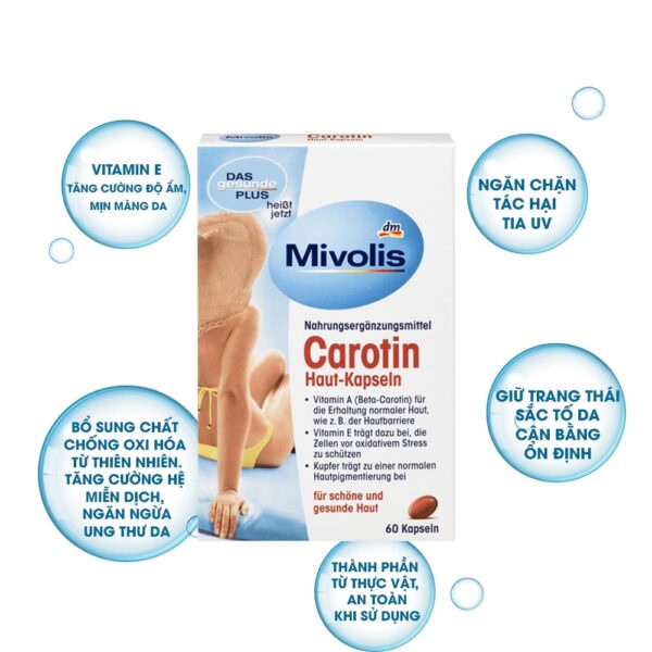 Viên chống nắng Mivolis Carotin 60v- Nhập khẩu Đức - Shop Mecici