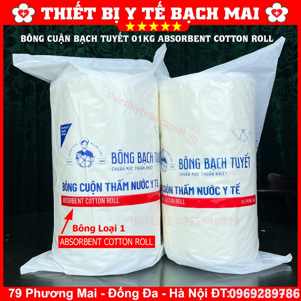 [LOẠI 1] Bông Bạch Tuyết - Bông Y Tế Thấm Nước Cuận 01kg ABSORBENT COTTON ROLL Màng Bông Mềm Mịn, Dai, Không Xơ Bông