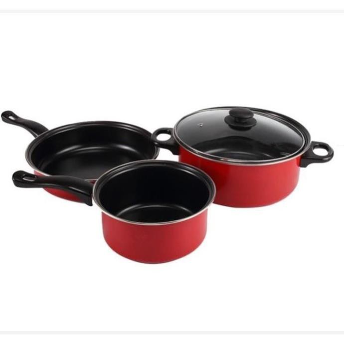 Bộ 2 nồi 1 chảo chống dính 3 cái - dùng được cho bếp từ