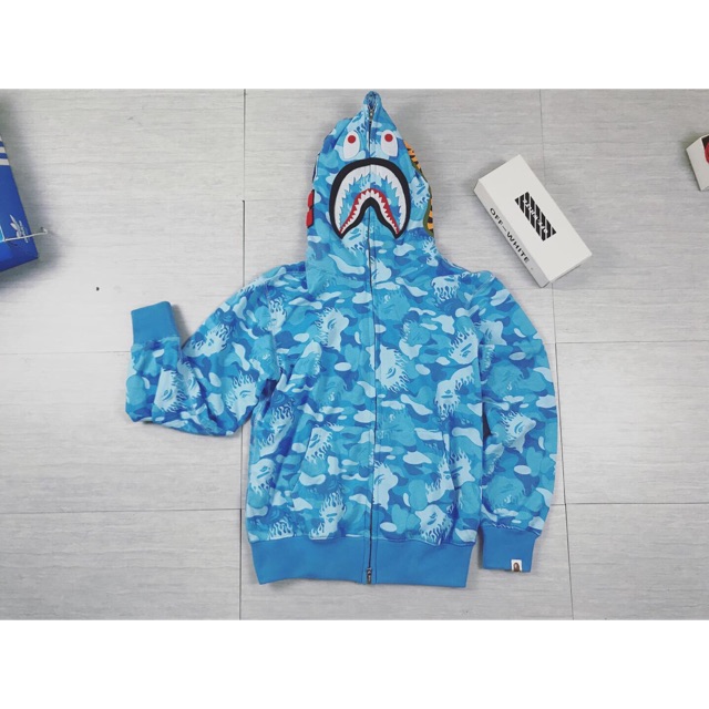 áo khoác bape blue fire 2019