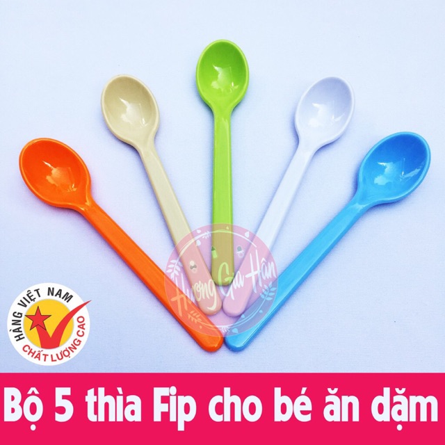 Bộ 5 thìa nhựa cho bé ăn dặm Song Long (Cỡ Bé) - Made in Việt Nam (nhiều màu)