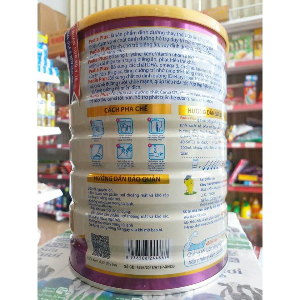 Sữa ARALAC PEDIA PLUS 900g cho trẻ biếng ăn thấp còi (date 2021)