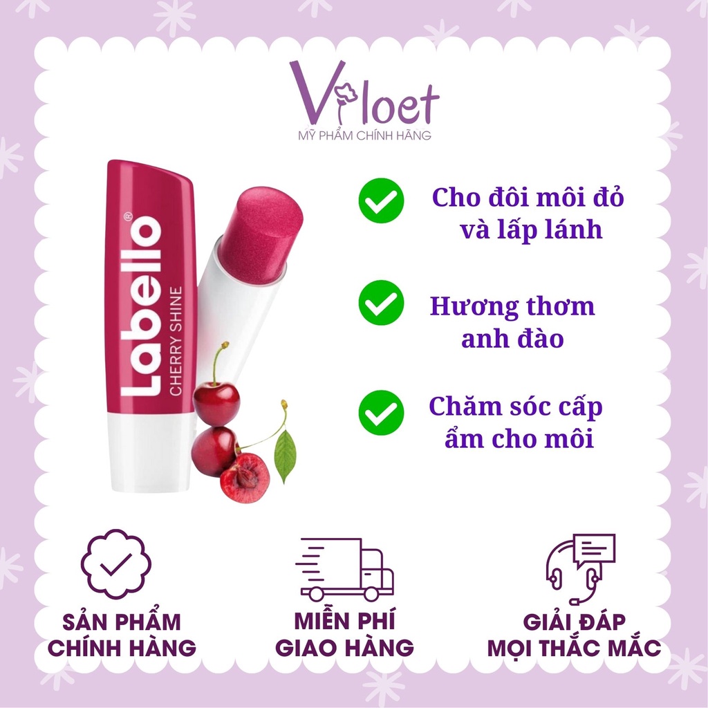 Son dưỡng môi có màu Labello nội địa Đức vị cherry, dưỡng môi mềm mượt - Shop Viloet