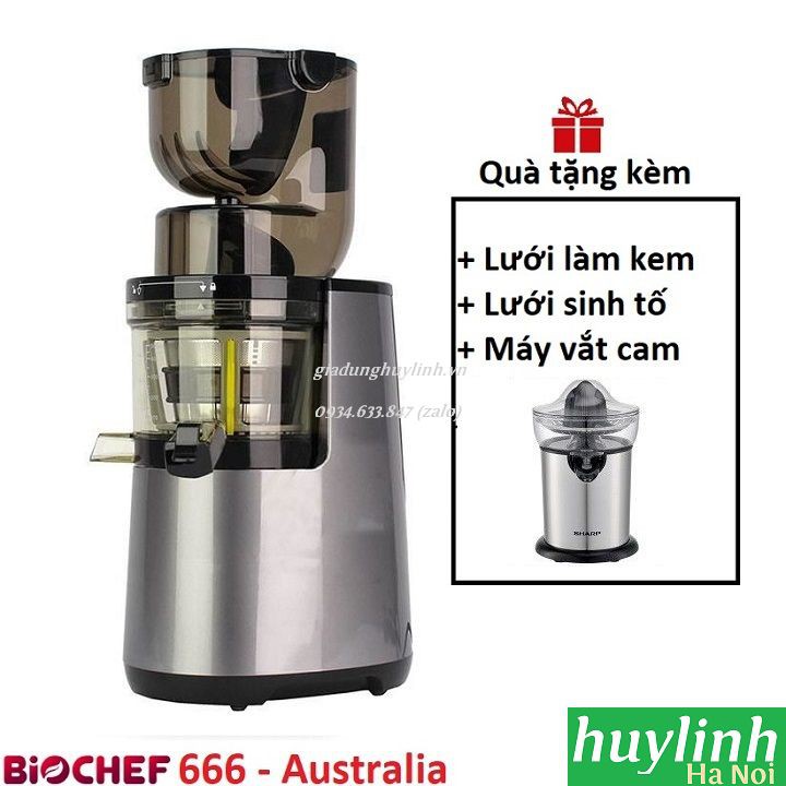 Máy ép trái cây chậm Biochef 666 - Made Australia - Tặng máy vắt cam Sharp