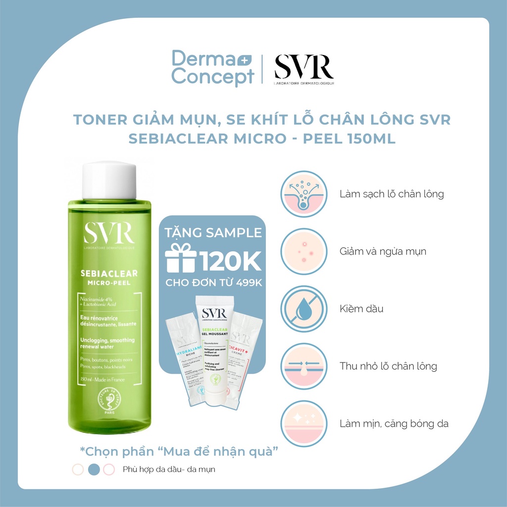 Toner giảm mụn, se khít lỗ chân lông SVR Sebiaclear Micro-peel 150ml [NHẬP KHẨU CHÍNH HÃNG 100%]