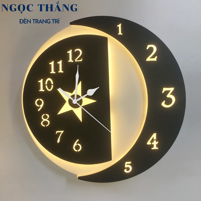 Đèn Led treo tường ốp tường trang trí tích hợp đồng hồ Led 3 chế độ màu 8W 220V GT412 Ngọc Thắng