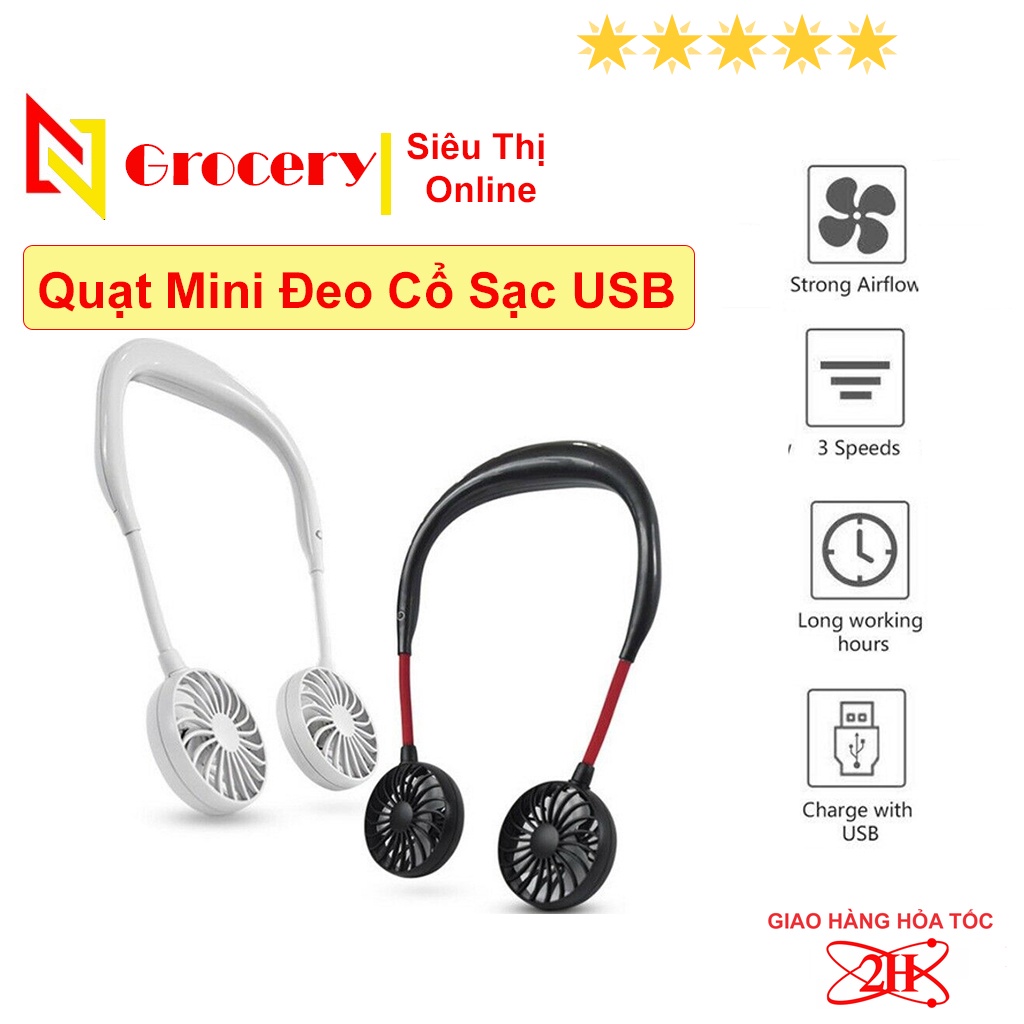 💥Siêu Phẩm Mùa Hè💥Quạt Mini Đeo Cổ Tích Điện Sạc Pin Usb, Kiểu Dáng Thể Thao