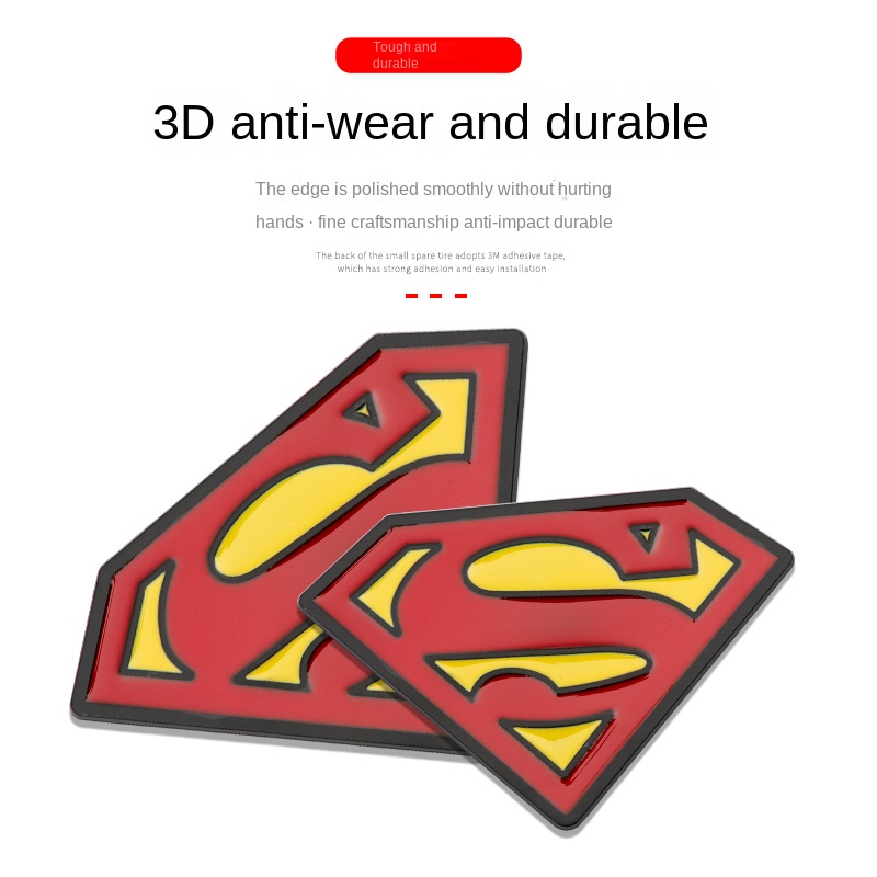 Miếng Dán Logo Superman 3D Bằng Kim Loại Độc Đáo Trang Trí Đuôi Xe Hơi