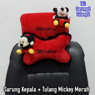 Gối Tựa Đầu Hình Chuột Mickey Xinh Xắn Cho Xe Hơi Ốp