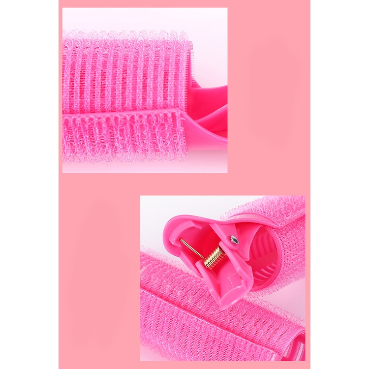 {Hồng 4 cái} lô cuốn phồng chân tóc LC12 kiểu mỏ vịt để uốn tóc mái bay tự dính to dài 11cm