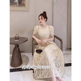 váy ren 2 tầng xếp ly