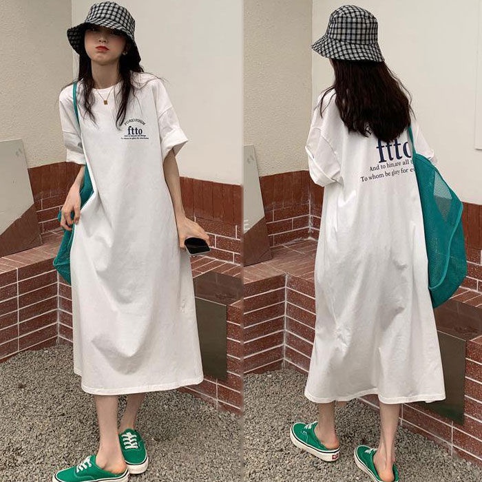 Đầm Ngủ Thun Dáng Dài Qua Gối Phong Cách Pháp Thời Trang Mùa Hè Cho Nữ