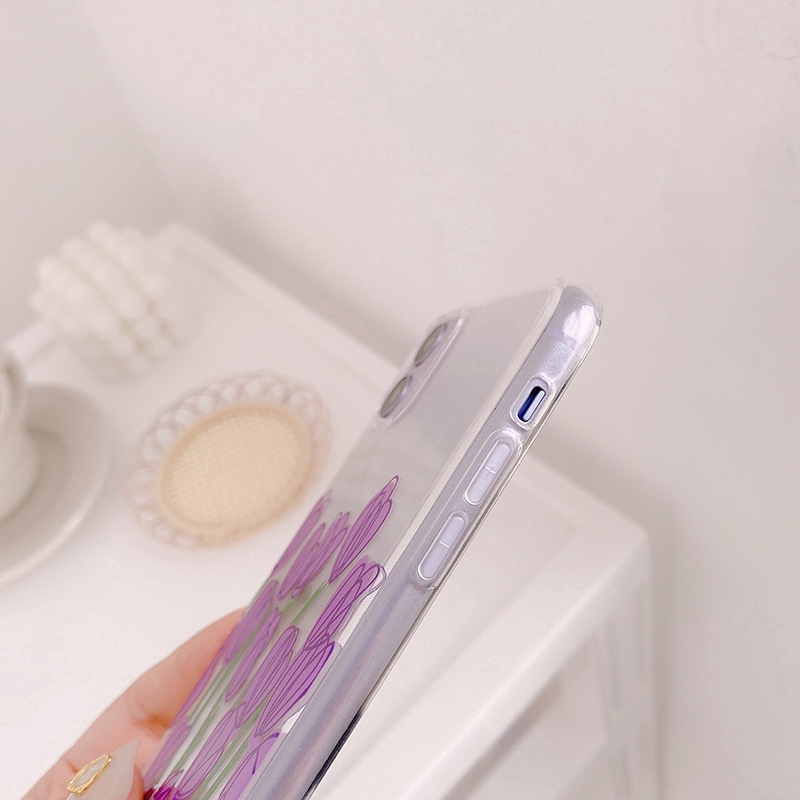Ốp điện thoại TPU silicon dẻo họa tiết hoa tulip tím chống sốc cho IPHONE 11 PRO MAX X XS XR XSMAX 7 8 PLUS | BigBuy360 - bigbuy360.vn