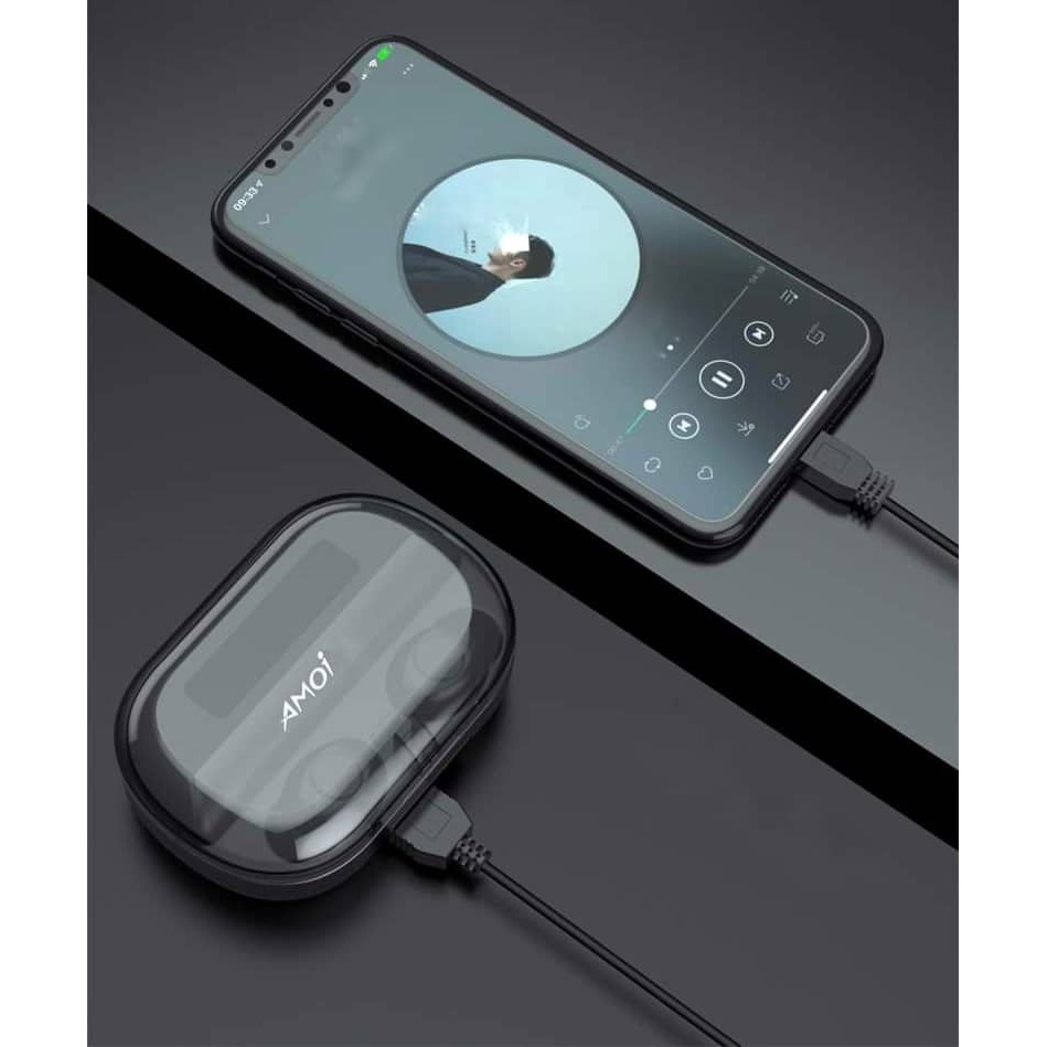 Tai nghe AMOI V12 bản QUỐC TẾ Bluetooth 5.0 cảm ứng Pin 380 giờ chống nước