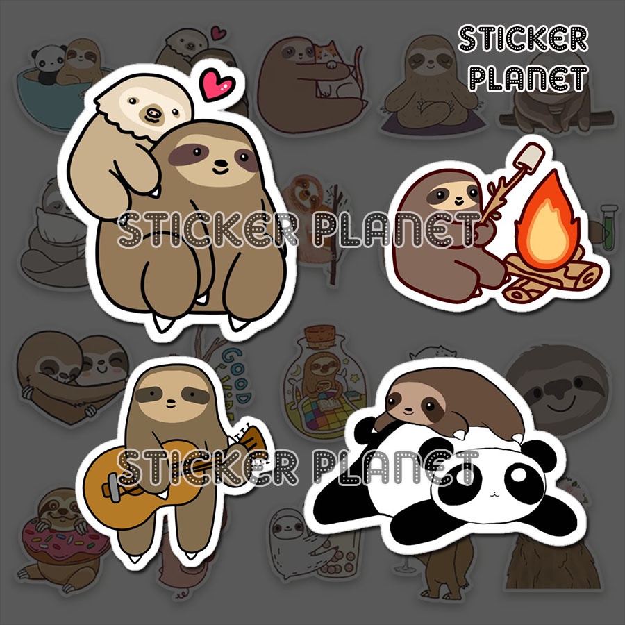 Sticker trang trí mũ bảo hiểm, đàn, guitar, ukulele, điện thoại laptop hình con lười