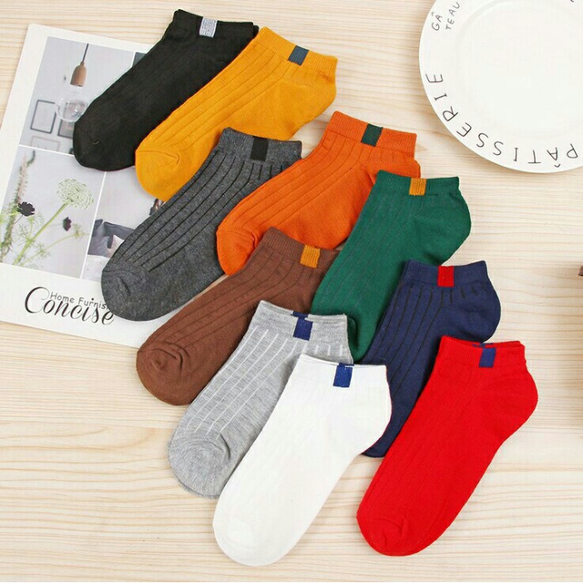 Set 10 đôi tất nữ cổ ngắn nhiều màu dễ thương, vớ cổ ngắn nữ chất liệu cotton dày dặn êm ái, co giãn bền màu -CB017