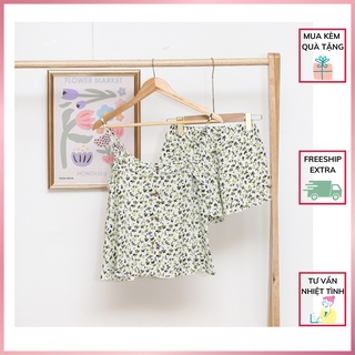 Set đồ nữ chất vải lụa mềm mại đồ ngủ hoa nhí xinh xắn size > 50kg