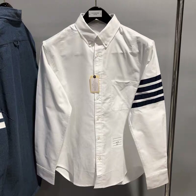 Áo sơ mi Thom brown 4 sọc đen