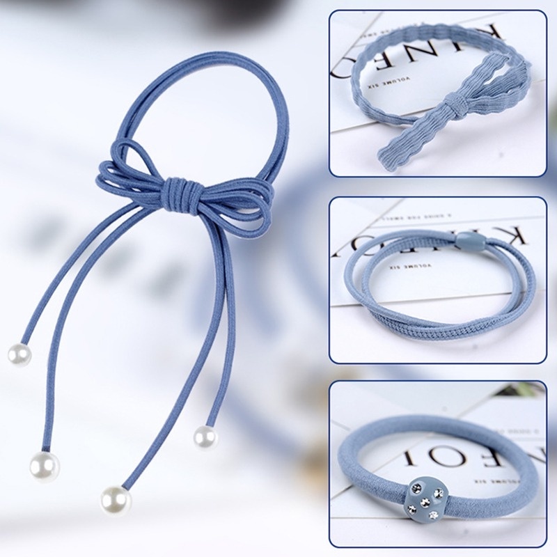 Hộp 12 dây buộc tóc cao su co giãn màu sắc xinh xắn