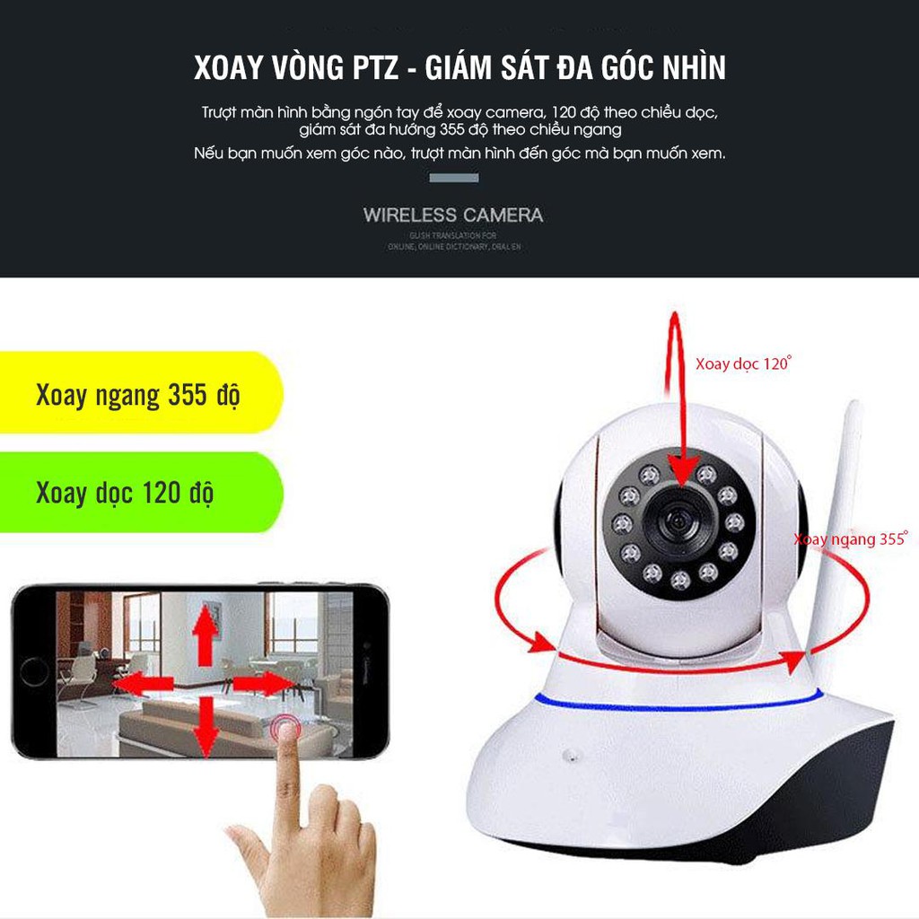 [BẢO HÀNH 36 THÁNG] Camera IP WIFI V380 PRO 3 Râu Full HD 1080p Không Dây Phiên Bản Mới Nhất 2020 siêu nét | BigBuy360 - bigbuy360.vn