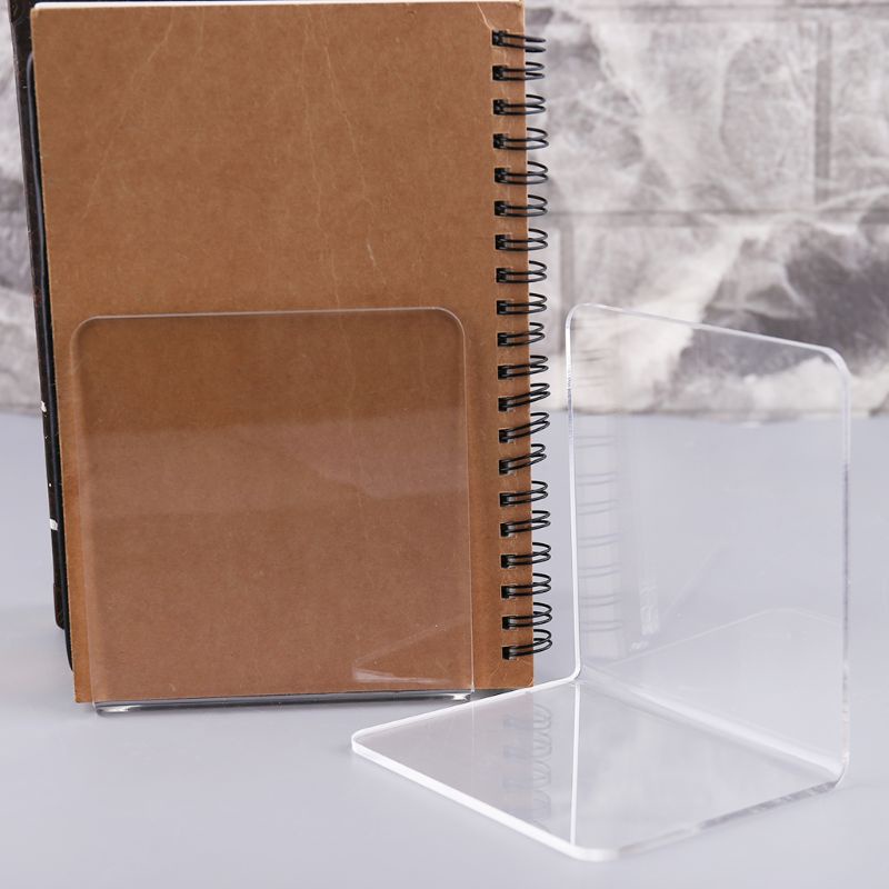Set 2 kệ để sách hình chữ L bằng nhựa acrylic trong suốt để bàn tiện lợi cho trường học/văn phòng
