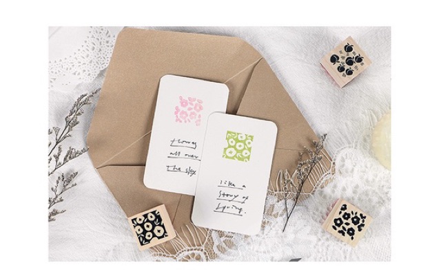Set 9 mọc gỗ hoạ tiết hoa văn