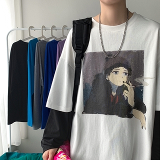 Áo thun giả hai lớp tay dài phong cách thời trang hàn quốc dành cho nam và nữ