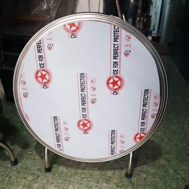 Bàn tròn inox 0.8m chân thấp