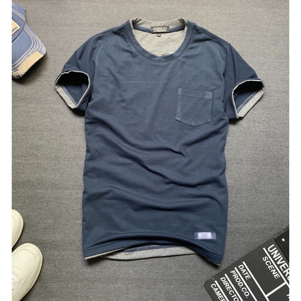 Áo thun nam cổ tròn Hàn Quốc phối túi đơn giản AHQ145 | BigBuy360 - bigbuy360.vn