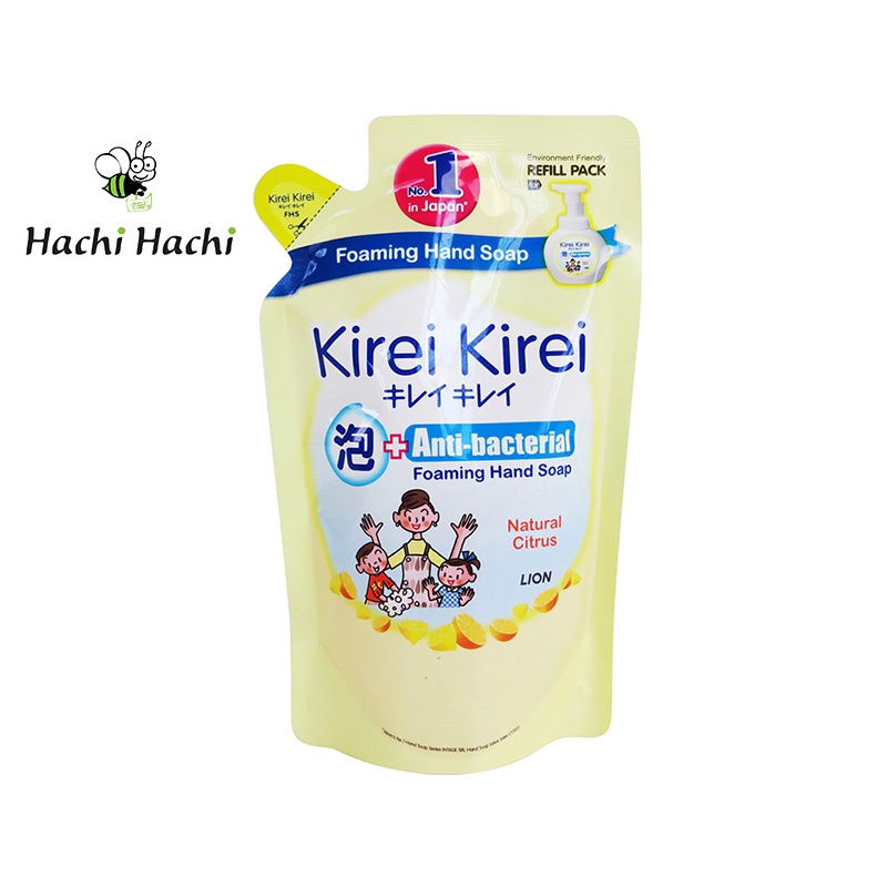 Dung dịch rửa tay kháng khuẩn Kirei Kirei hương chanh 200ml (túi refill)  - Hachi Hachi Japan Shop
