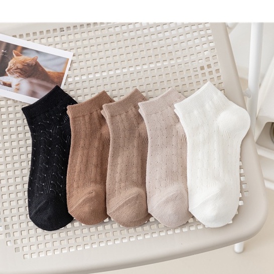 Vớ tất cổ ngắn màu vintage dạng thông hơi