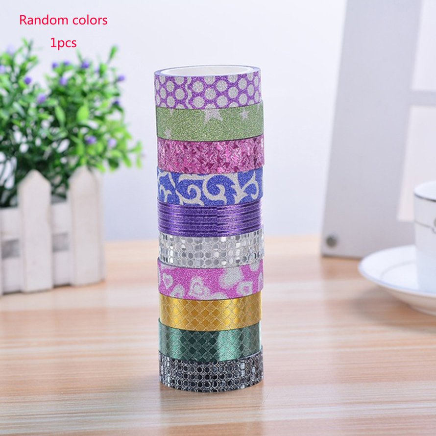 Glitter Washi Sticky Paper Masking Nhãn dính DIY Craft Tapes Supply