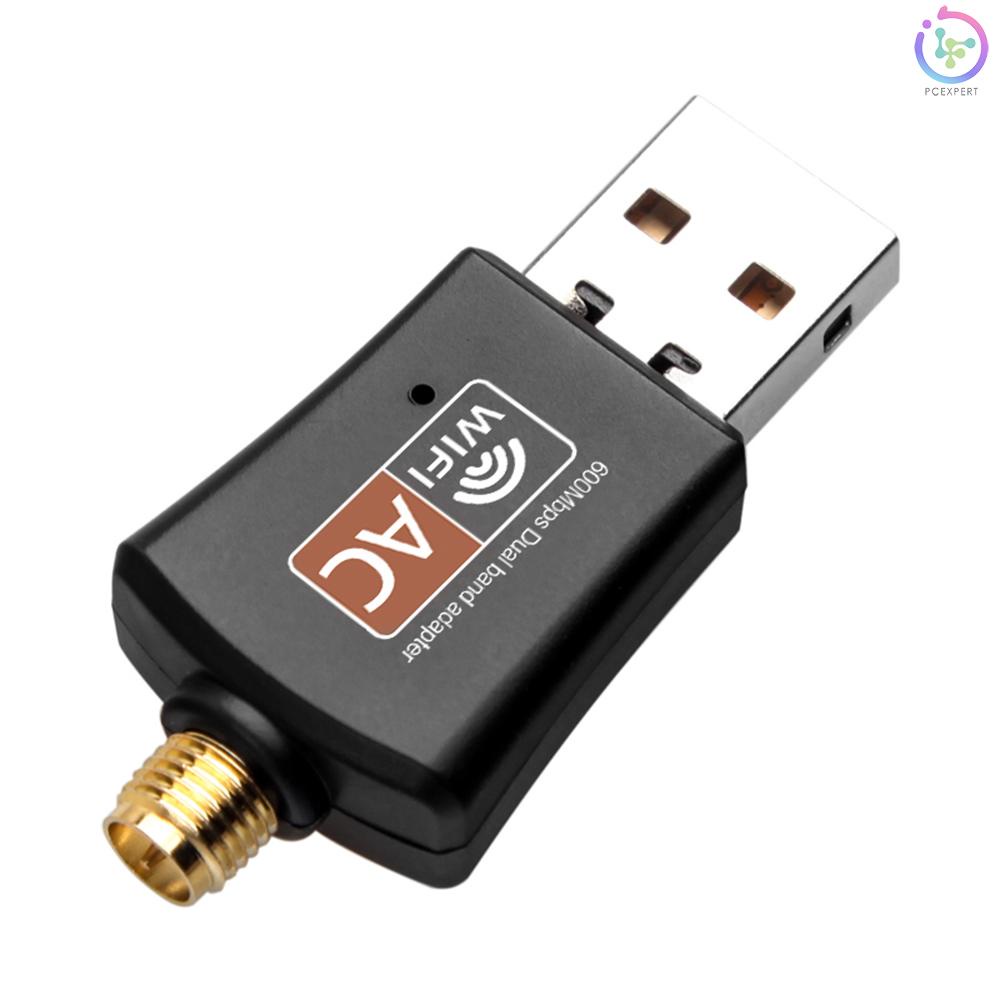 Usb Wifi 600mbps 2.4ghz / 5.0ghz Ethernet 802.11ac Kèm Ăng Ten Cho Laptop / Máy Tính Để Bàn Điện Thoại