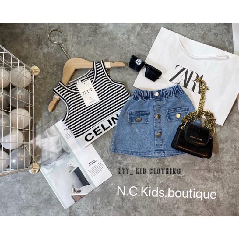 Set áo CE.LI bo viền + cv jean bé gái