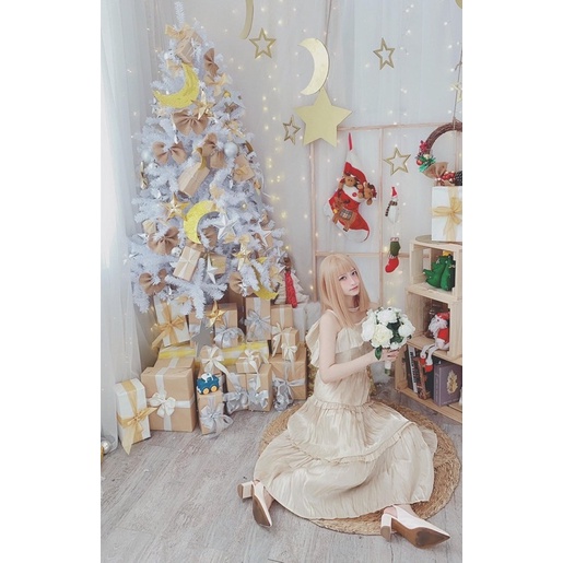 Đầm công chúa dài xoè phối bèo óng ánh ulzzang