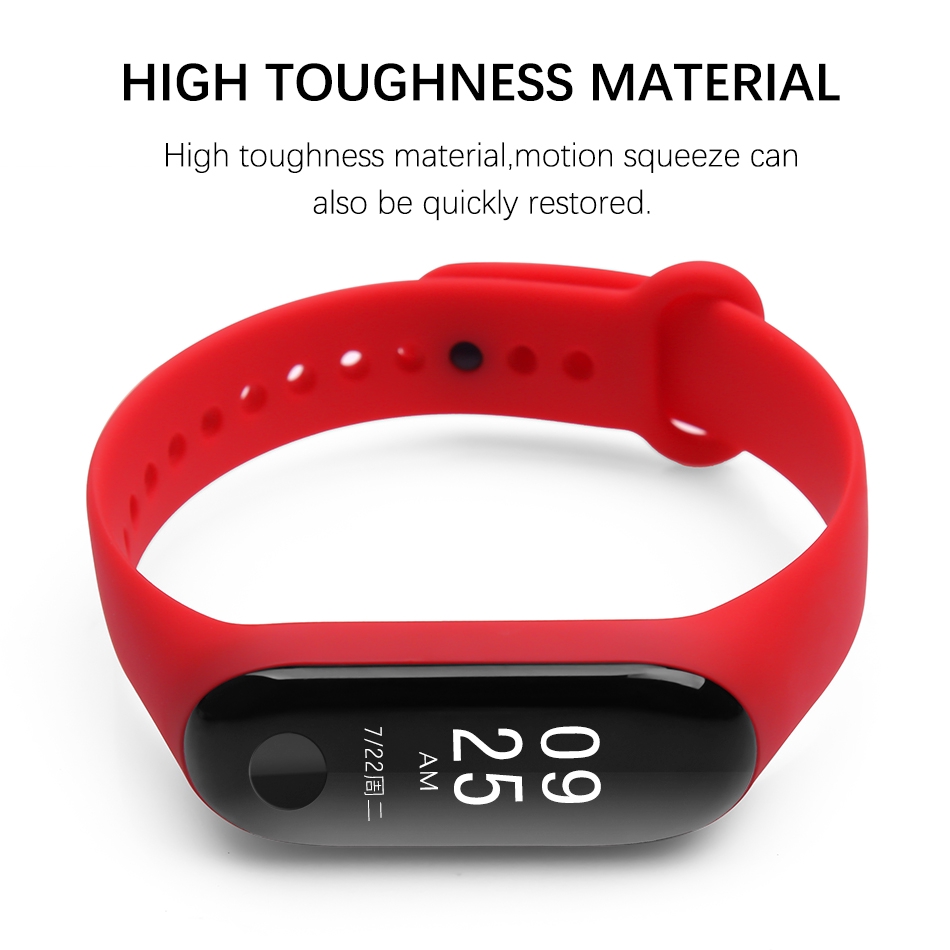 Dây Đeo Thay Thế Chất Liệu Silicon Thiết Kế Sọc Gân Nổi Cho Xiaomi Mi Band 3 4 Strap