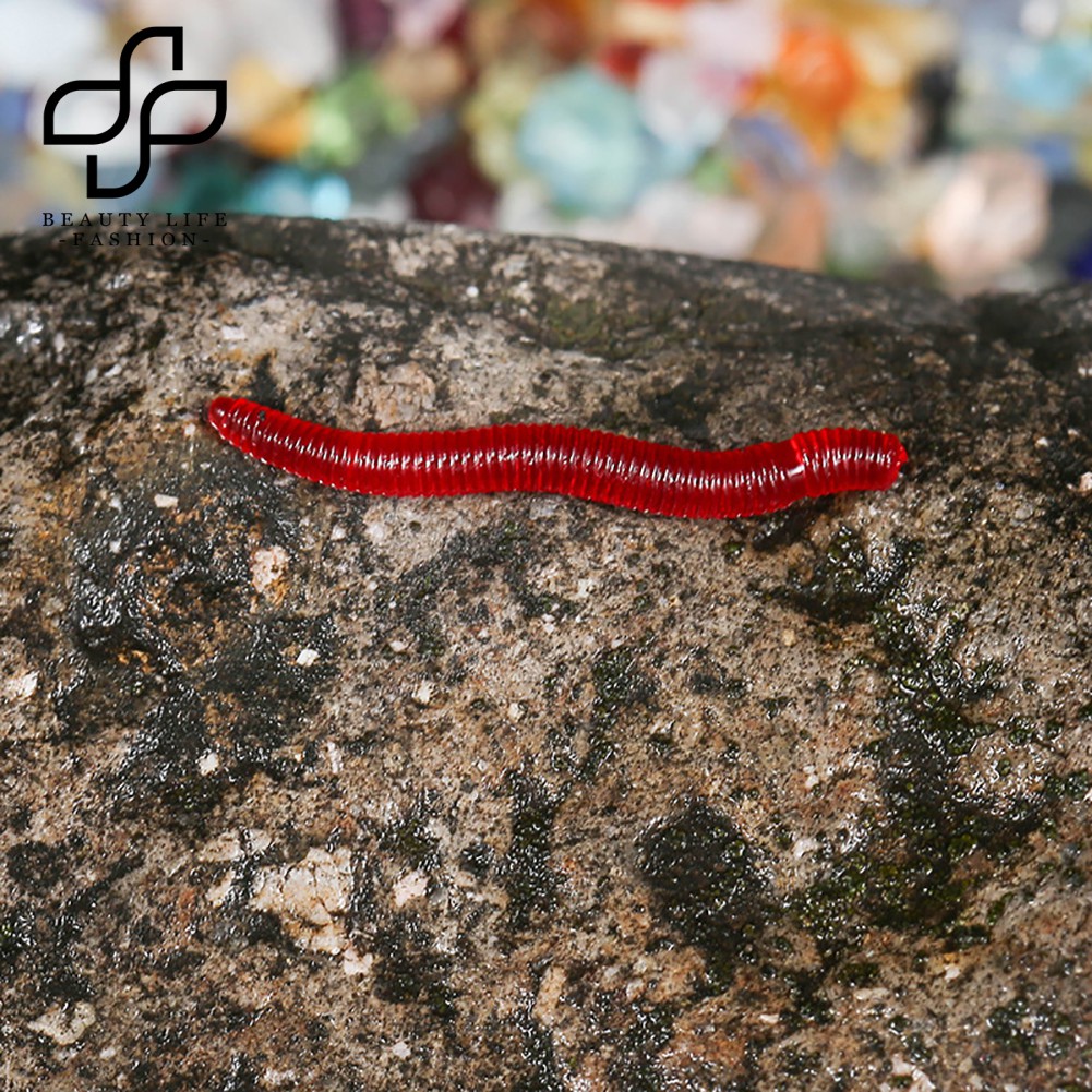 Bộ 50 Mồi Câu Cá Hình Giun Đỏ Nhân Tạo