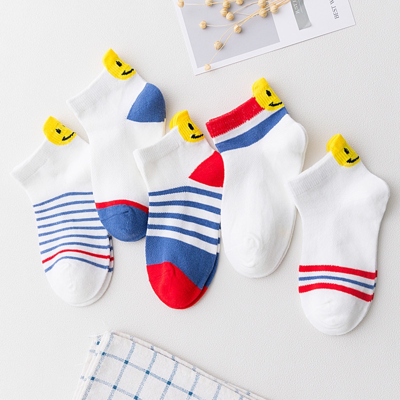 Bộ 5 Đôi Tất Luckycandy Hình Mặt Cười Dễ Thương Cho Bé