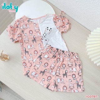 [25.6 GIẢM 40K ĐƠN 299K] Đồ bộ cho bé gái ILABY in hình dễ thương chất liệu cotton thoáng mát [50IG07970222]