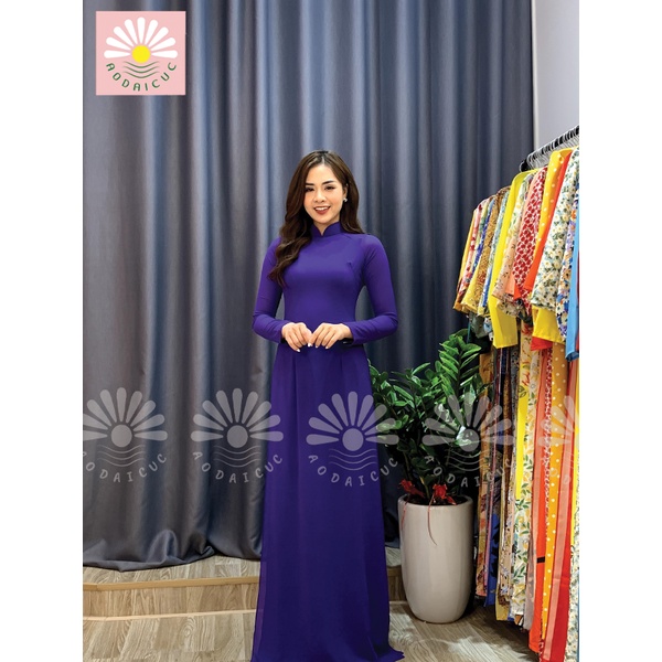 Áo dài 4 tà truyền thống, màu tím huế, lụa chiffon cao cấp, không nhăn, không xù - T04