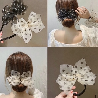Cuốn tóc nơ chấm bi 👒 hàng sẵn - thanh cuốn tóc sang chảnh