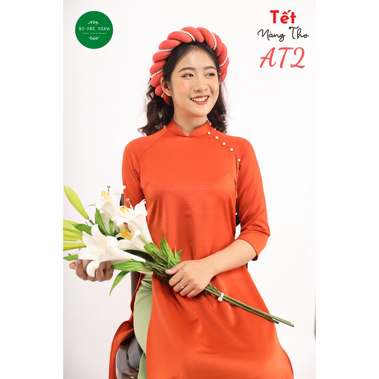[Mã AT2] Áo Dài Lụa Tây Thi Cam Đất