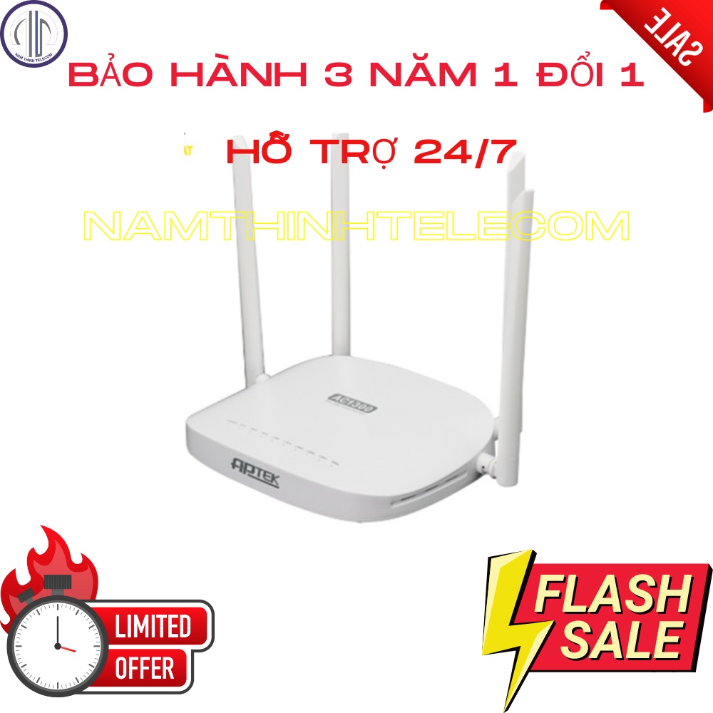 Wifi APTEK A134GHU AC1300 2 băng tần xuyên tường sóng mạnh công suất cao high power bảo hành 3 năm