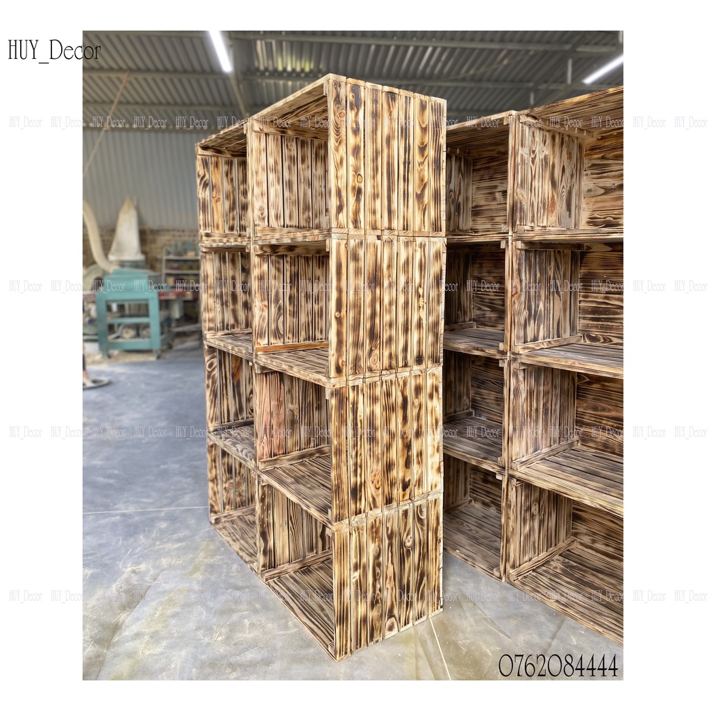Két gỗ pallet vân khò lửa /Thùng gỗ pallet đủ kích thước / HUY_Decor làm kt theo yêu cầu