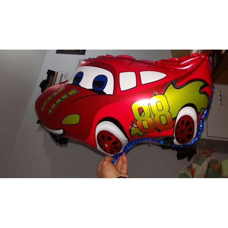Bong bóng lá nhôm hình xe hơi hoạt hình màu đỏ trang trí tiệc cỡ 45x65cm