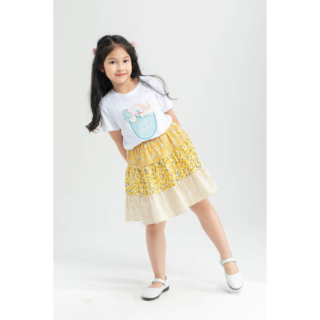 Chân váy họa tiết hoa xòe bé gái IVY moda MS 31G1142