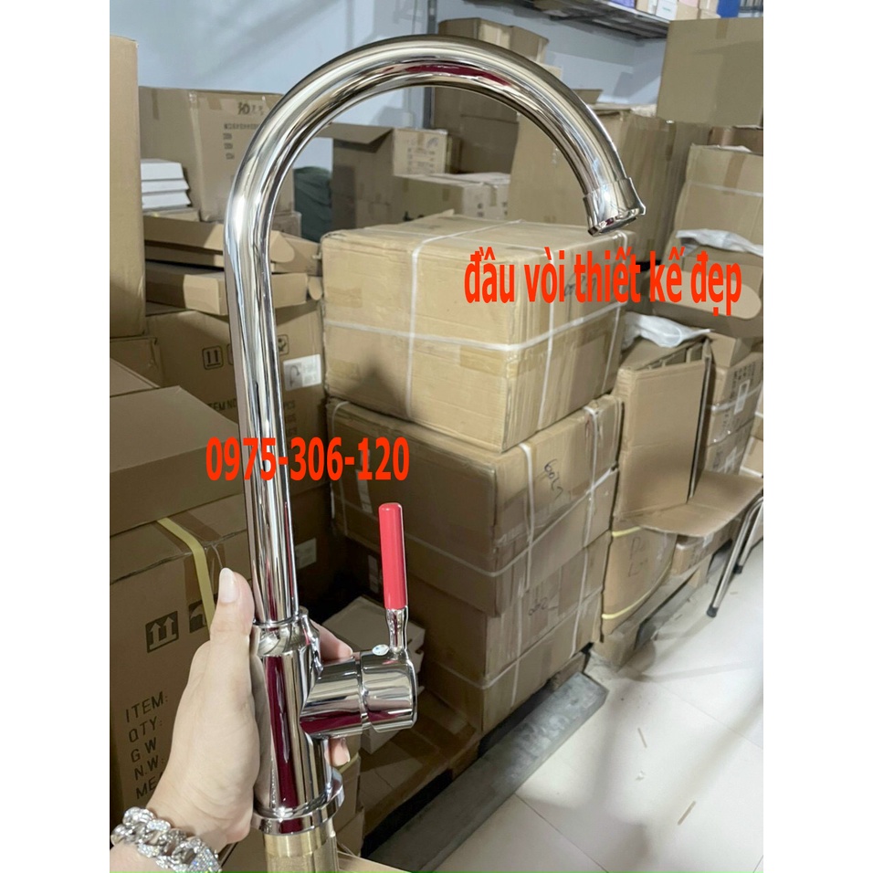 [LOẠI 1-HÀNG ĐÚC]Vòi Rửa Chén Bát Nóng Lạnh 100% inox 304 đánh bóng N4012 Fotar và 2 dây,vòi cần ổ bi quay nhẹ hơn ổ ron