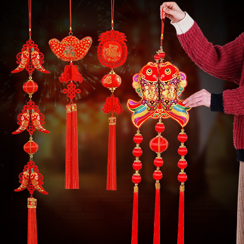 Mặt trang sức decal JUJIAJIA có dây treo trang trí năm mới Nhâm Dần kiểu trung Hoa