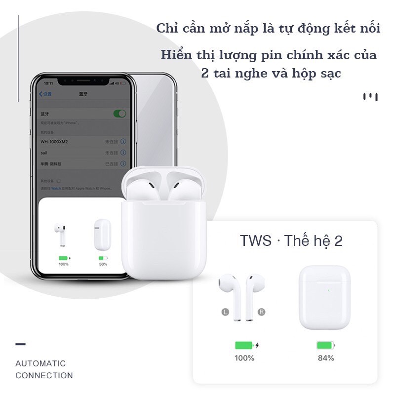 Tai Nghe Bluetooth AIR 2 MRXJ2 Trắng Sạc Không Dây