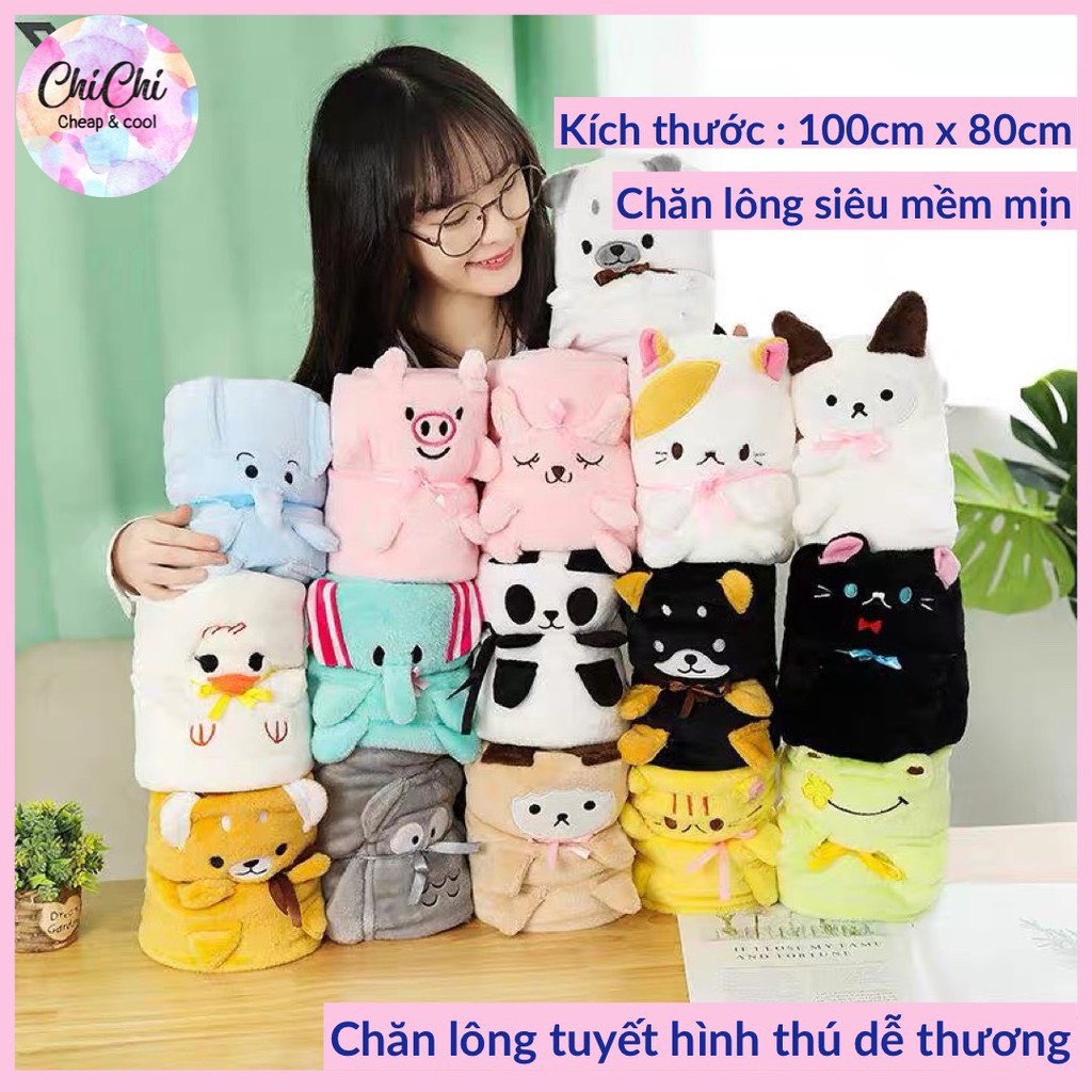 Bộ chăn gối văn phòng 3 trong 1 FREESHIP  Chăn gối văn phòng hình thú siêu cute GM037-Chichi